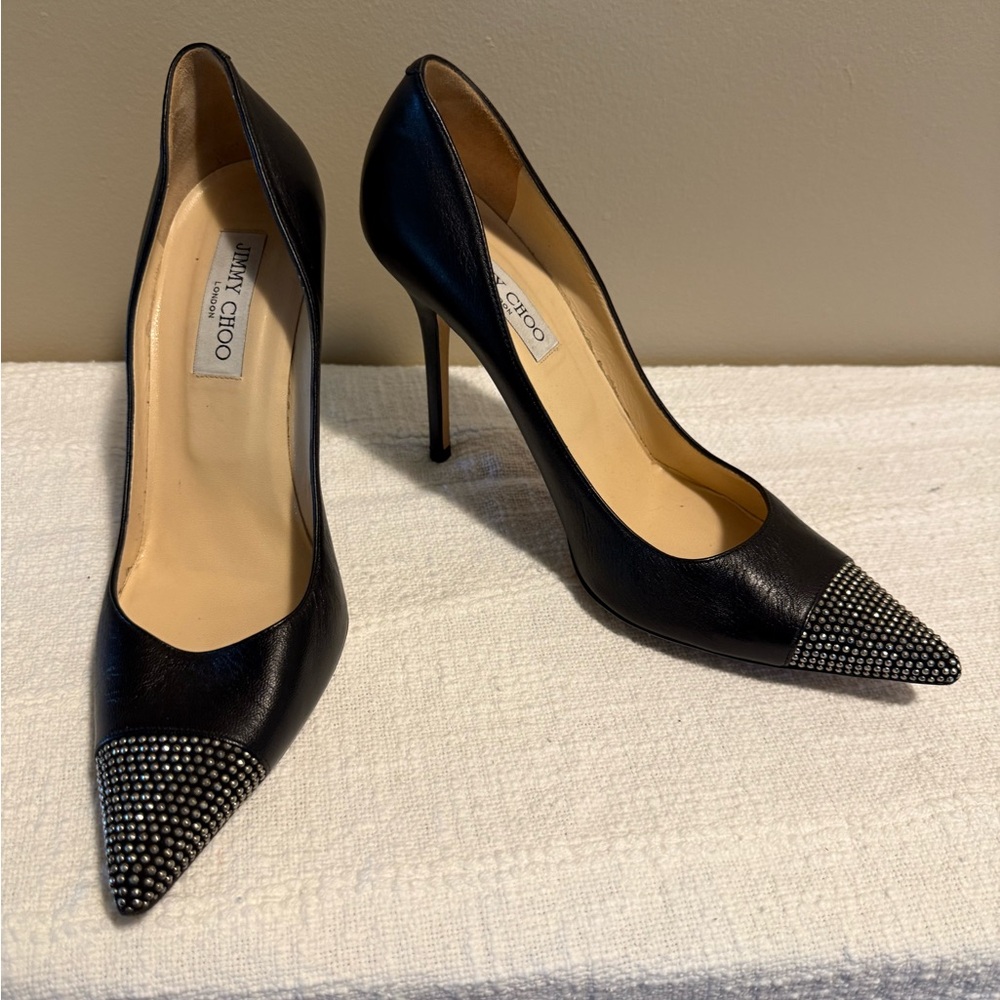 Jimmy Choo Black Heels with Studded Toe